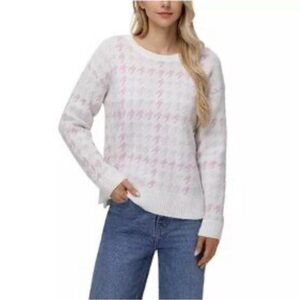 525 America Houndstooth Pullover Sweater in‎ White Pink Size Extra Large